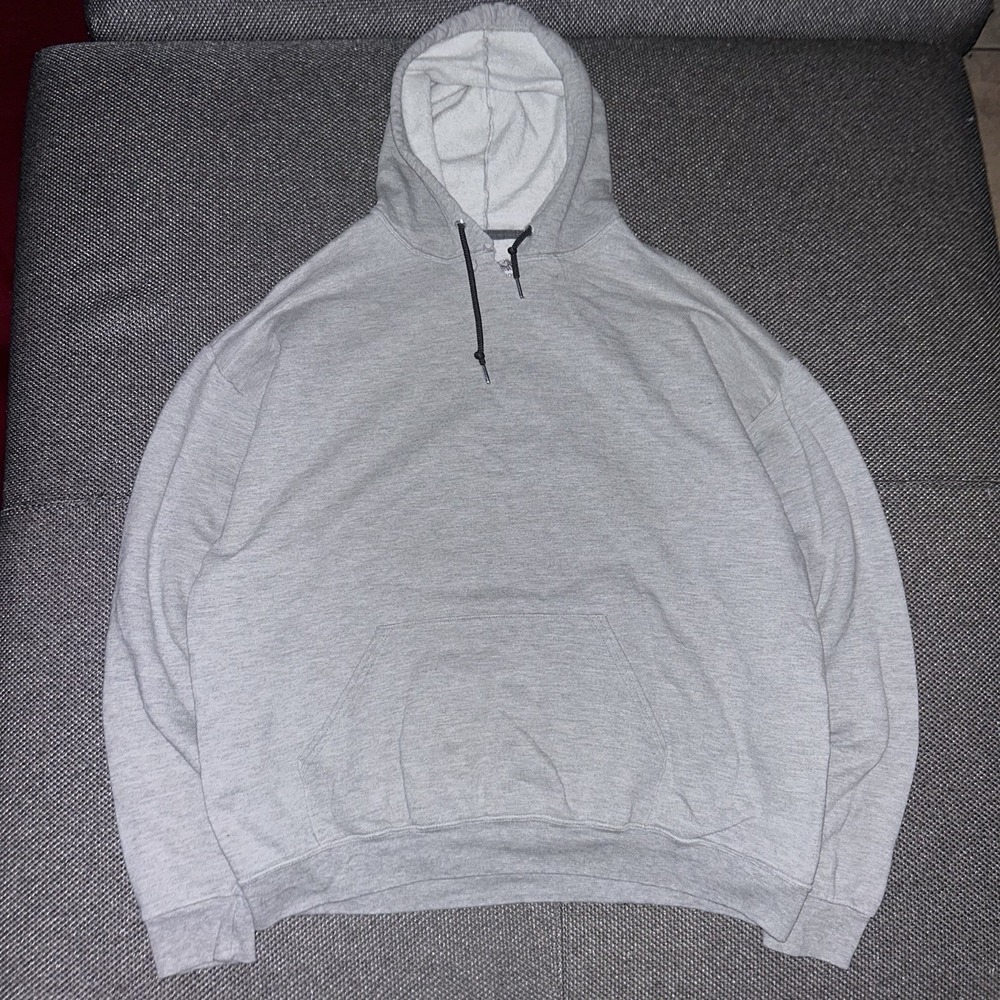 Vintage Y2K Fruit Of The Loom Gray Pullover Blank Hoodie Mens Size XL Boxy Fit
